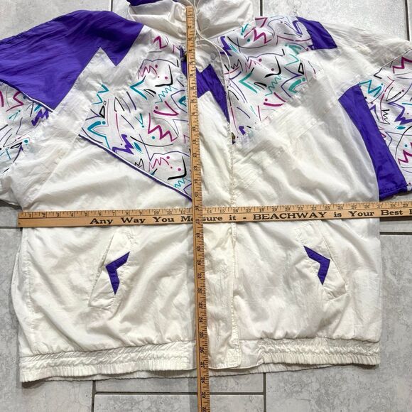 Vintage 80s Retro Jazz Design Parka Jacket Size 2X Womens Baggy Oversize - Picture 8 of 8